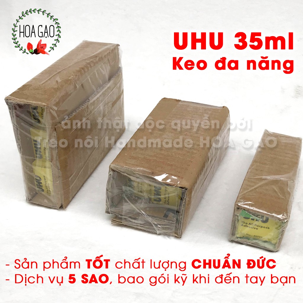 keo dán giấy vải, keo dán đa năng siêu dính UHU 35ml HOA GẠO GU chuẩn Đức trong suốt free ship