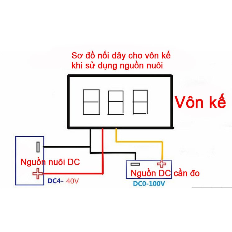 Vôn kế - Đồng Hồ Led Đo Áp - Volt DC 3 Dây 0.28 inch 0~100V Có Điều Chỉnh Sai Số