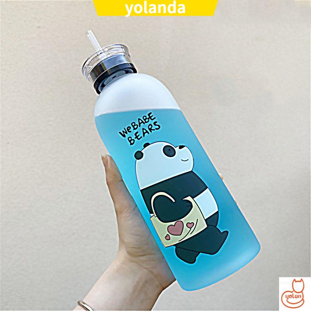 Bình đựng nước thể thao bằng nhựa trong suốt chống rò rỉ hình gấu trúc 1000ml