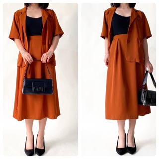 Set thời trang áo khoác lửng + chân váy dài