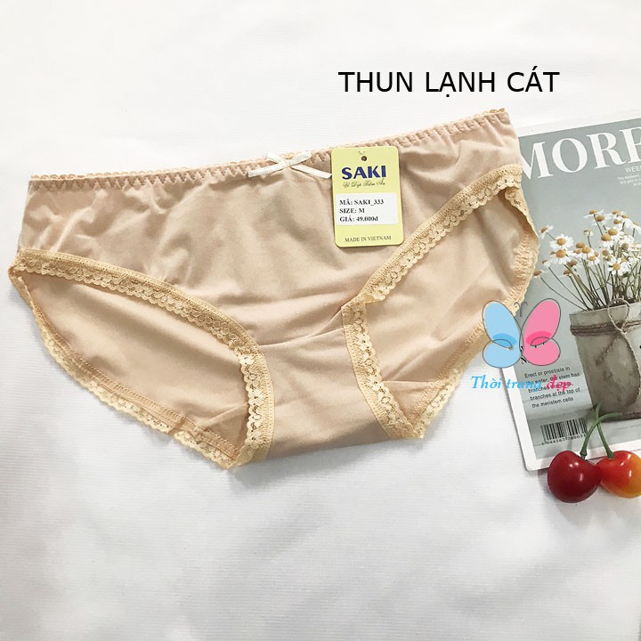QUẦN LÓT NỮ THUN LẠNH PHỐI REN MỀM MỊN KHÔNG CẤN SAKI - QL333