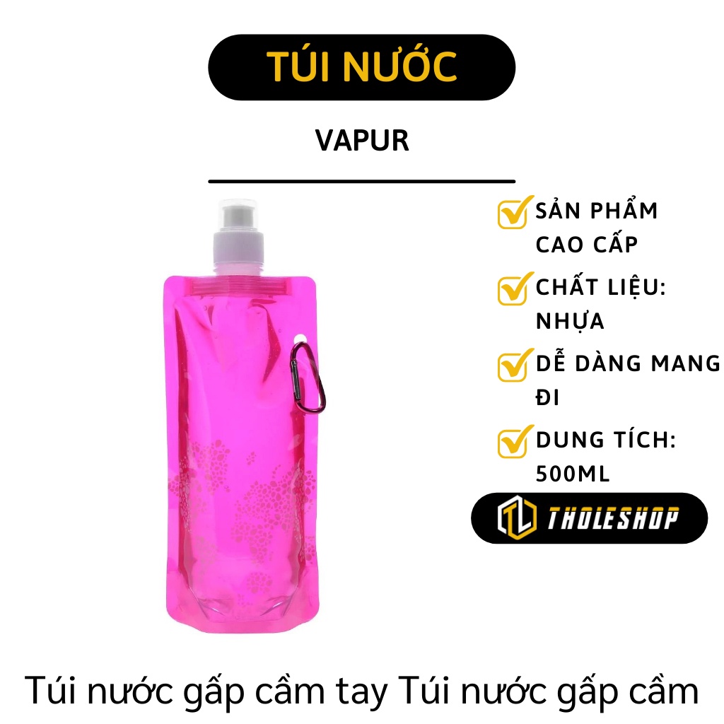 Túi Nước - Bình Nước Thể Thao Vapur Dạng Túi 500ml Có Thể Gấp Gọn Phù Hợp Dã Ngoại 7720