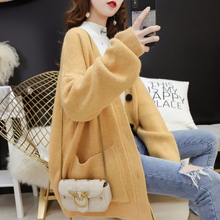 Áo Khoác Cardigan Dệt Kim Dáng Dài Thời Trang Cho Nữ