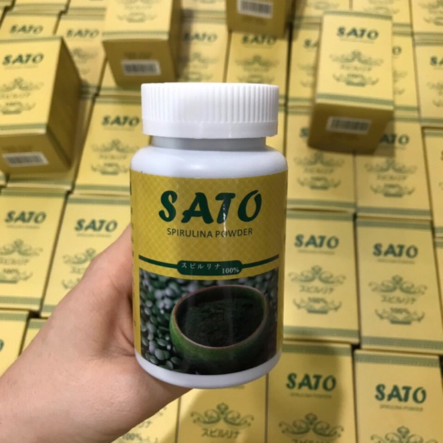 TẢO SATO XOẮN SPIRULINA DẠNG BỘT - Hộp 100 gram vi kim tảo biển phi kim nano pha với Vitamin C