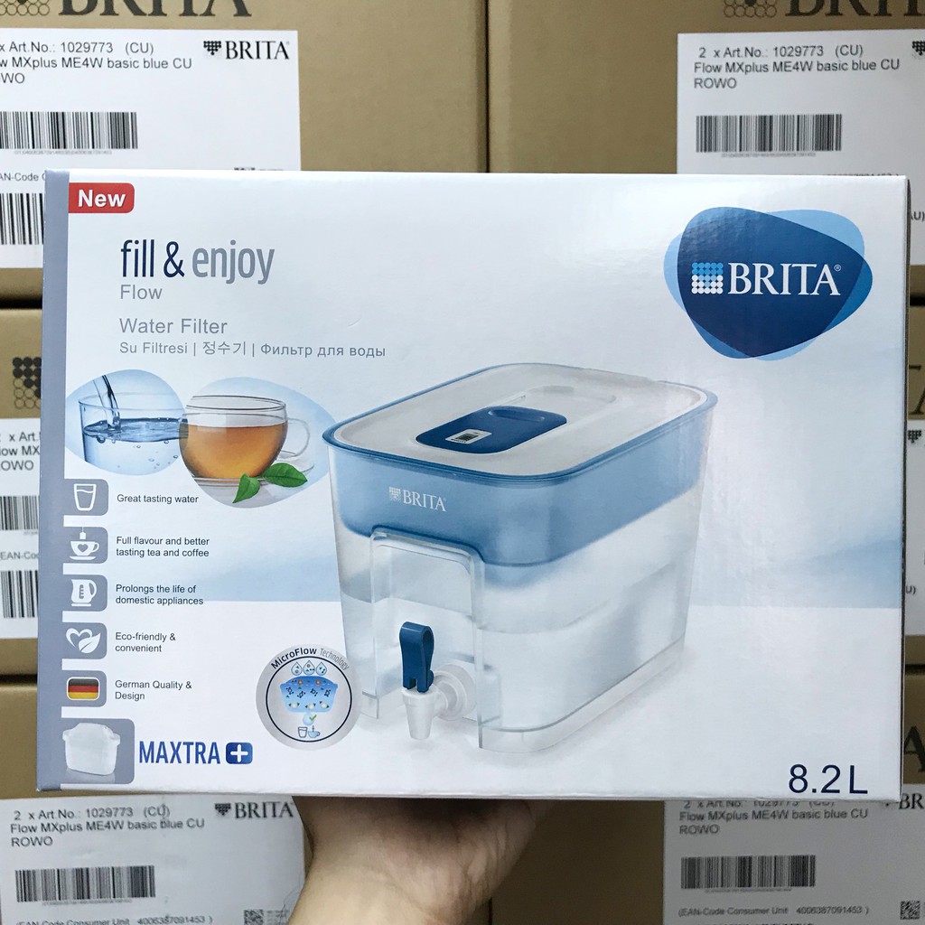 Bình lọc nước BRITA Flow Basic Blue - 8.2L (có sẵn 1 lõi lọc Maxtra Plus )