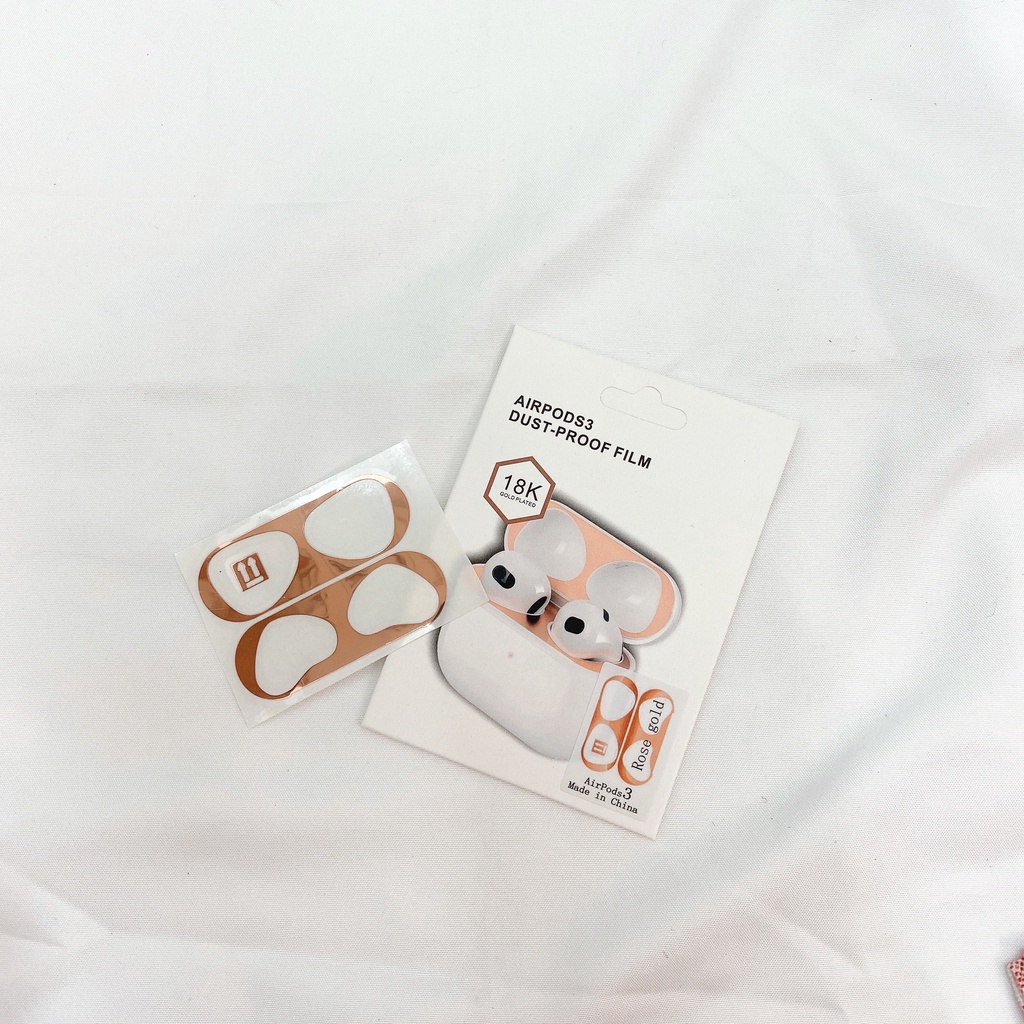 Miếng Dán Chống Bẩn Bảo Vệ Tai nghe không dây Airpods 3 Chất Liệu Kim Loại Metal Chống Trầy Bên Trong