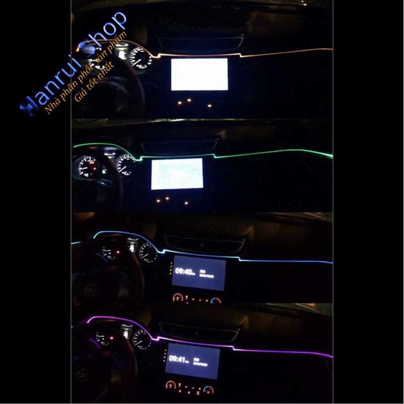 đèn led sợi quang viền đổi nhiều màu khác nhau nội thất ô tô (remote và 4 mét dây quang) - King Of Prussia