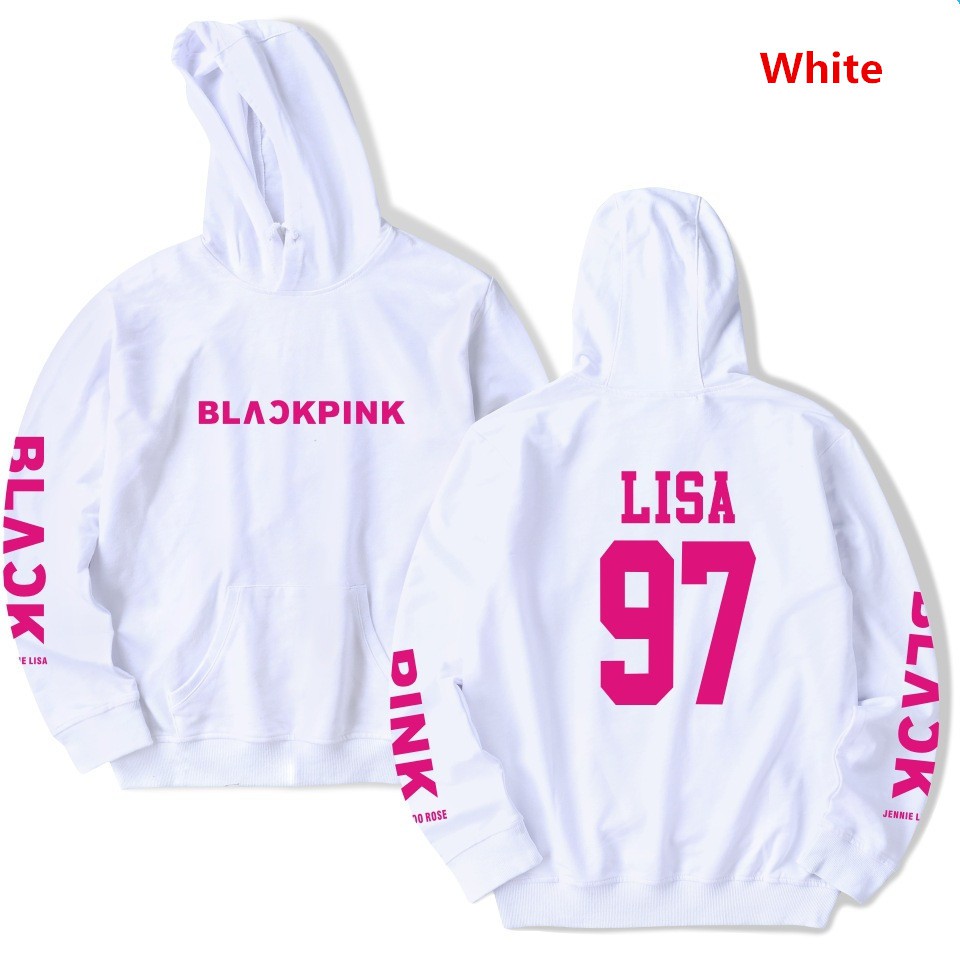 Áo có nón tay dài in chữ cho fan nữ của LISA BLACK PINK