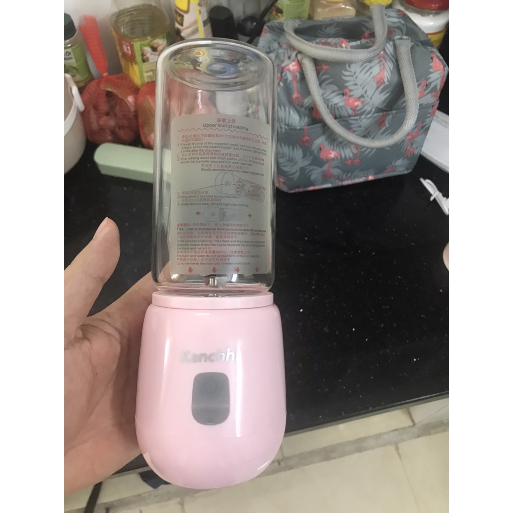 Máy Xay Sinh Tố Cầm Tay Kanchhi 4 Lưỡi Dao Dung Tích 300ml Cổng Sạc USB Tiện Dụng Nhỏ Gọn Mixiao