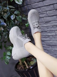 [Sẵn trắng 39] giày thể thao đế độn nữ 8cm thời trang