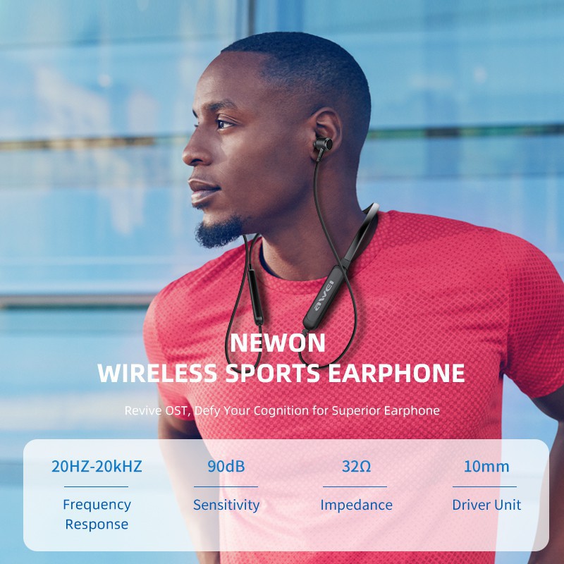 Tai nghe Awei G30Bl kết nối bluetooth phong cách thể thao thiết kế đeo ở cổ tiện dụng