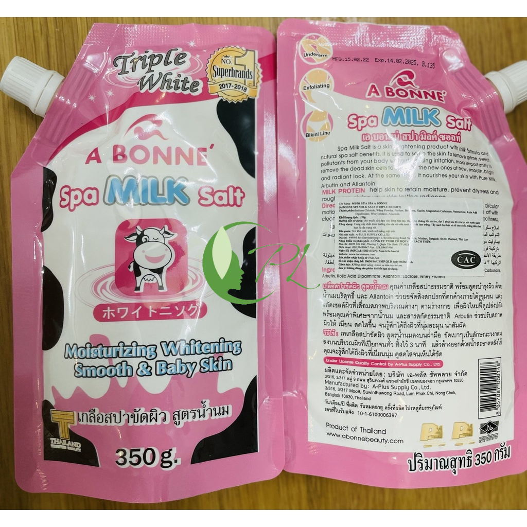 Muối Tắm Sữa Bò A bonne - Tẩy Tế Bào Chết Body Và Da Mặt Thái Lan Hương Sữa Tươi 350g