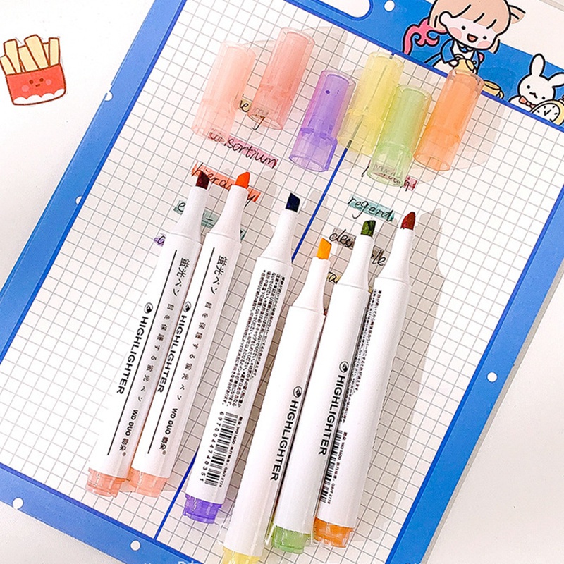Set 6 Bút Đánh Dấu Đầu Mềm Tiện Dụng Cho Học Sinh