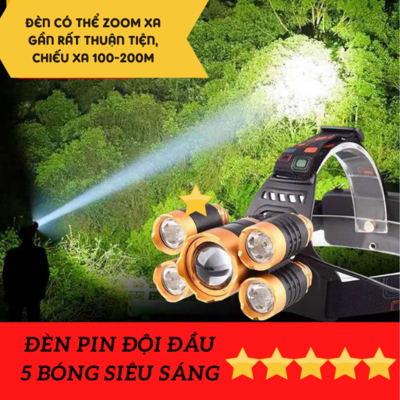 Đèn Pin, Đèn Pin Đội Đầu 5 Bóng Led DT-LH139 ĐÈN DUY THẮNG