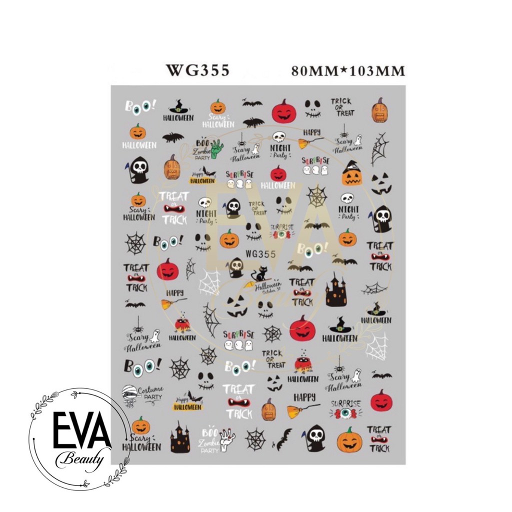 Decal Dán Móng Tay 3D Nail Sticker Hoạ Tiết Lễ Hội Ma Quỷ Halloween WG355