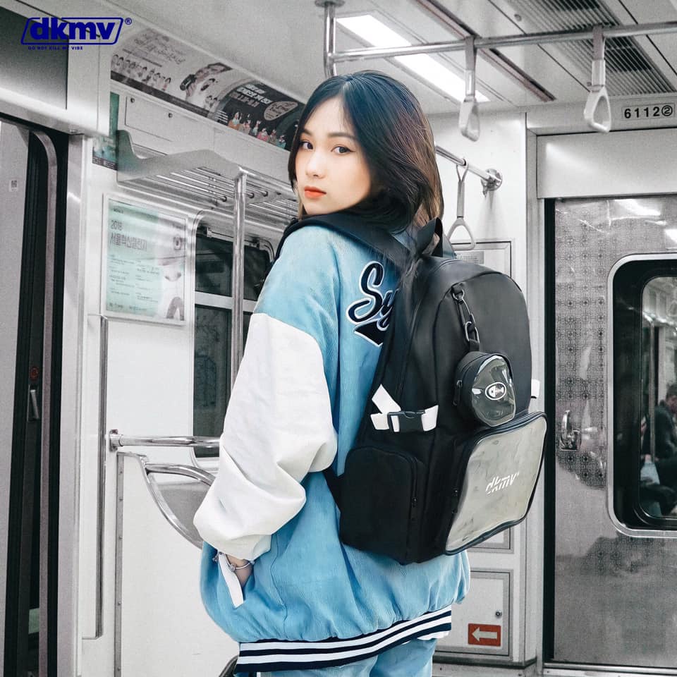 Balo đi học nữ màu đen Don't Kill My Vibe , Balo nữ thời trang | DKMV Mini Pocket Backpack