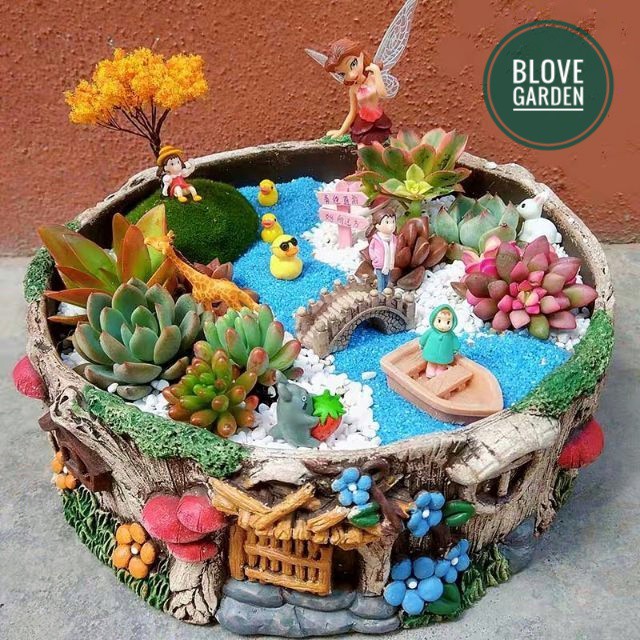 Phụ Kiện Tiểu Cảnh Cây Cảnh Nhựa Trang Trí Chậu Cây, Sen Đá, terrarium, charm slime-133