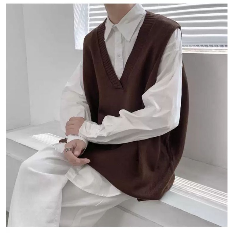 ÁO GILE LEN NAM NỮ BASIC MÀU ĐEN NÂU BE FORM RỘNG / ÁO GILE LEN BA LỖ NAM NỮ UNISEX PHONG CÁCH VINTAGE