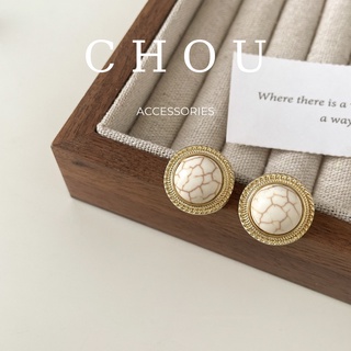 Bông tai vân đá viền vàng | chou accessories |