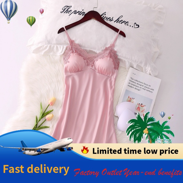 Đầm Ngủ Hai Dây Siêu Mỏng Bằng Lụa Mát Phối Ren Quyến Rũ Dành Cho Nữ Vào Mùa Hè 2021