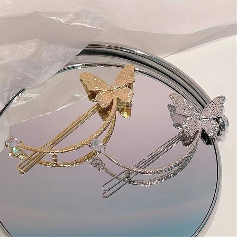 Kẹp Tóc Hình Bướm Đính Ngọc Trai Phong Cách Retro Cho Nữ