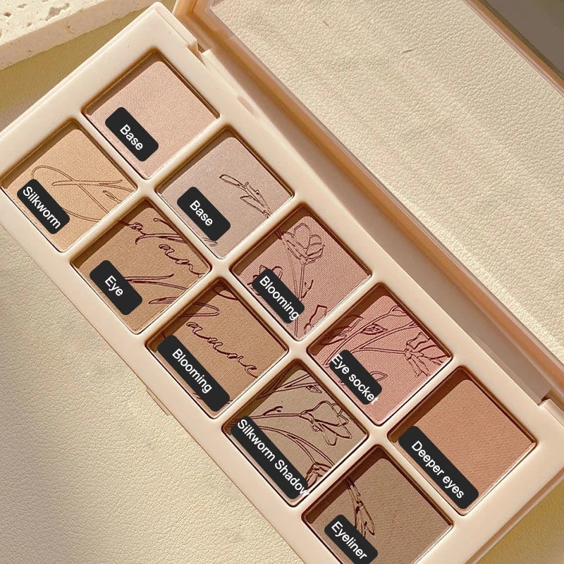 [Hàng mới về] Bảng phấn mắt 10 màu sắc lì và nhũ xinh xắn chống nước lâu trôi