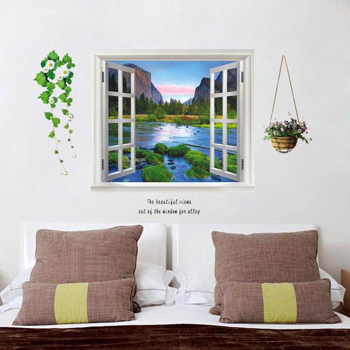 Decal trang dán tường Khung cửa sổ AY893