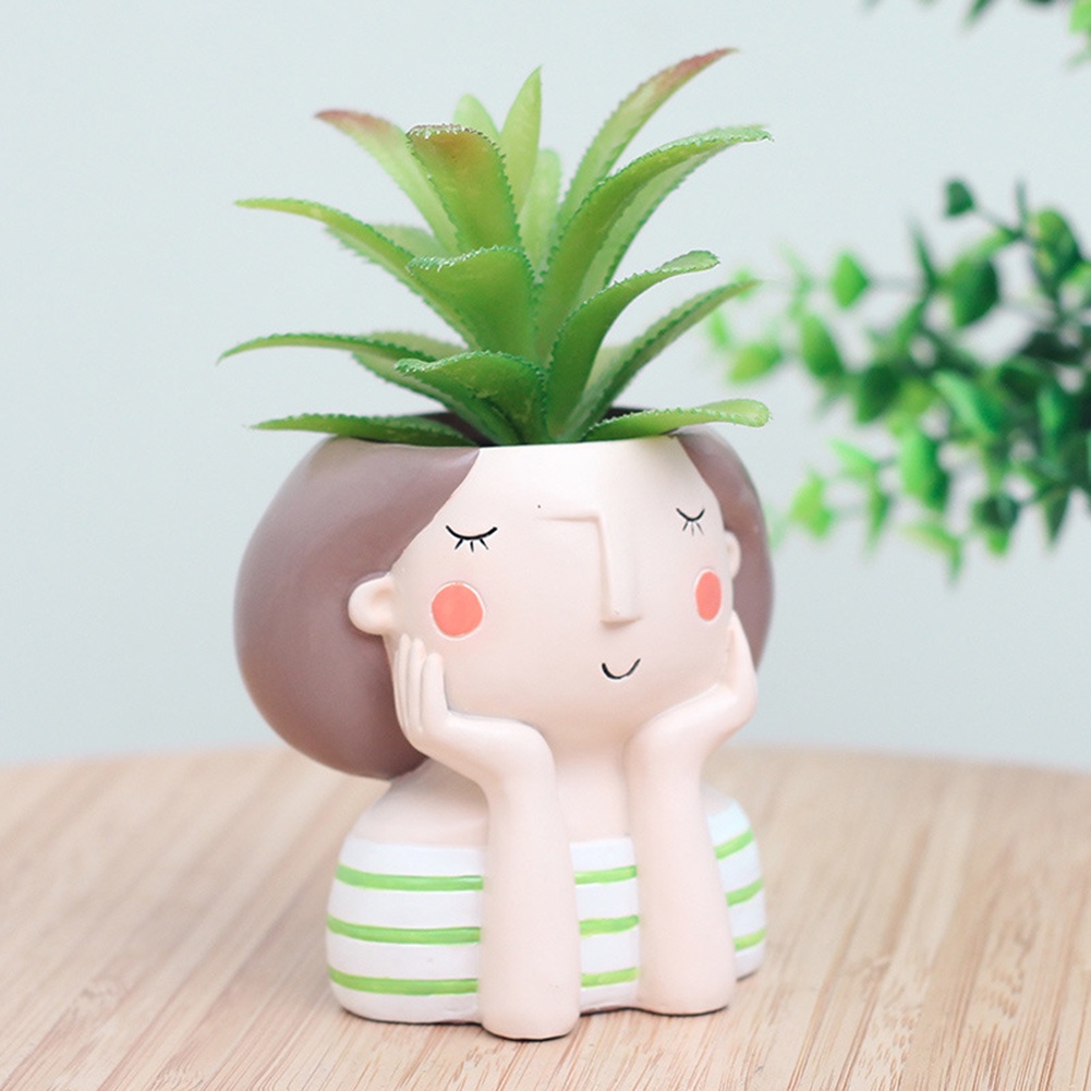 【SPP】Garland Girl Succulent Plants Flower Pot Home Gardening Landscape Decor Gift