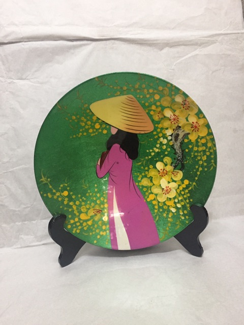 Tranh đĩa sơn mài cảnh đồng quê Việt nam