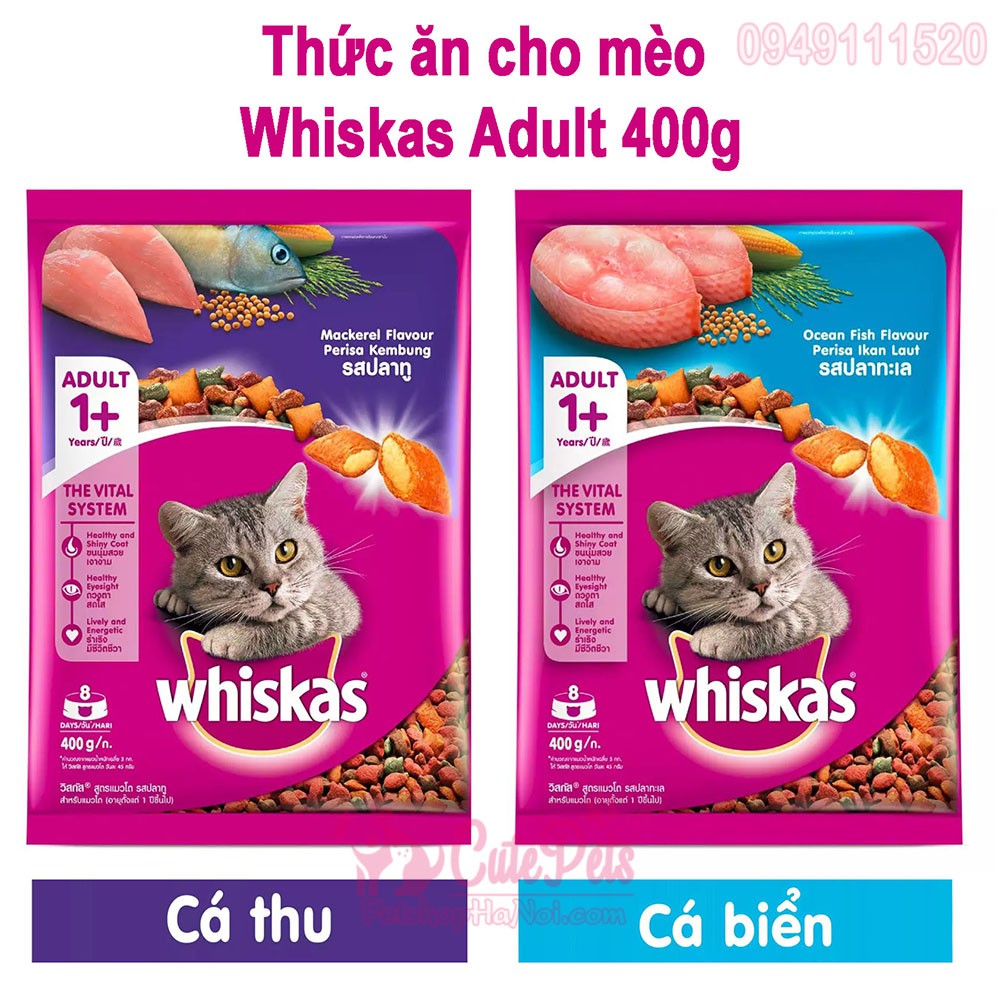Thức Ăn Cho Mèo Whiskas Adult 400G