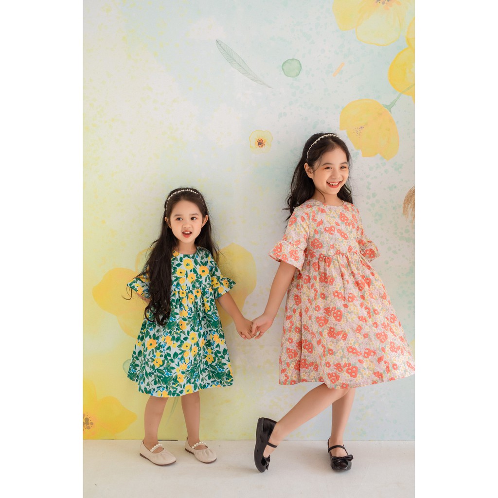 [LITTLE PINK] REMI DRESS - Váy hoa buộc nơ lưng bé gái