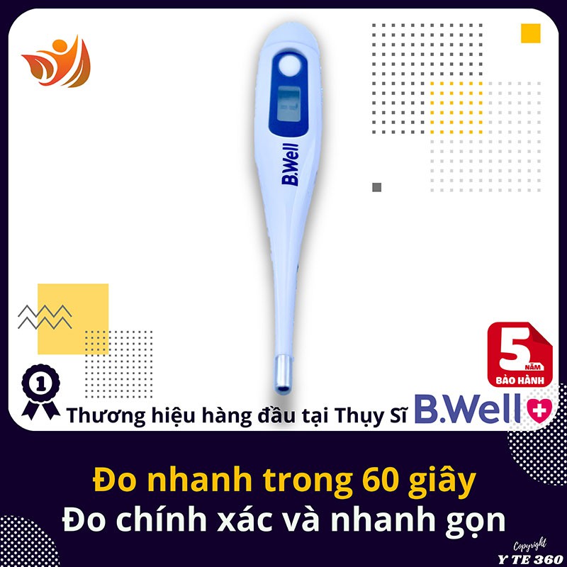 Nhiệt kế điện tử đo độ ngậm miệng kẹp nách hậu môn cho bé b.well wt 03 - bwell y tế 360