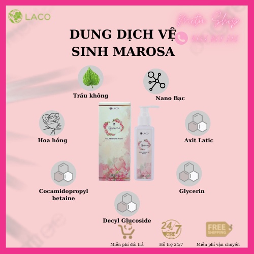 [Chính Hãng] Dung Dịch Vệ Sinh Phụ Nữ Marosa LACO ⚡ An Toàn, Dịu Nhẹ, Giảm Nấm Ngứa, Thơm Mát, Hồng Khít, Hết Khí Hư