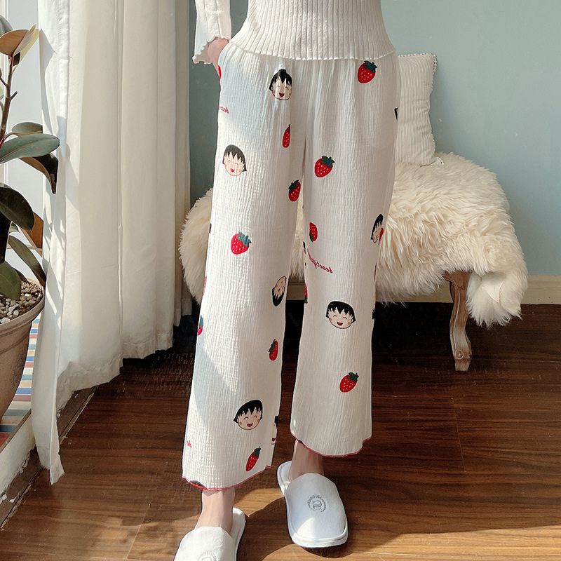 Quần dài nữ mặc nhà Micha, quần ngủ dáng trên mắt cá chân vải xô muslin siêu mềm nhẹ