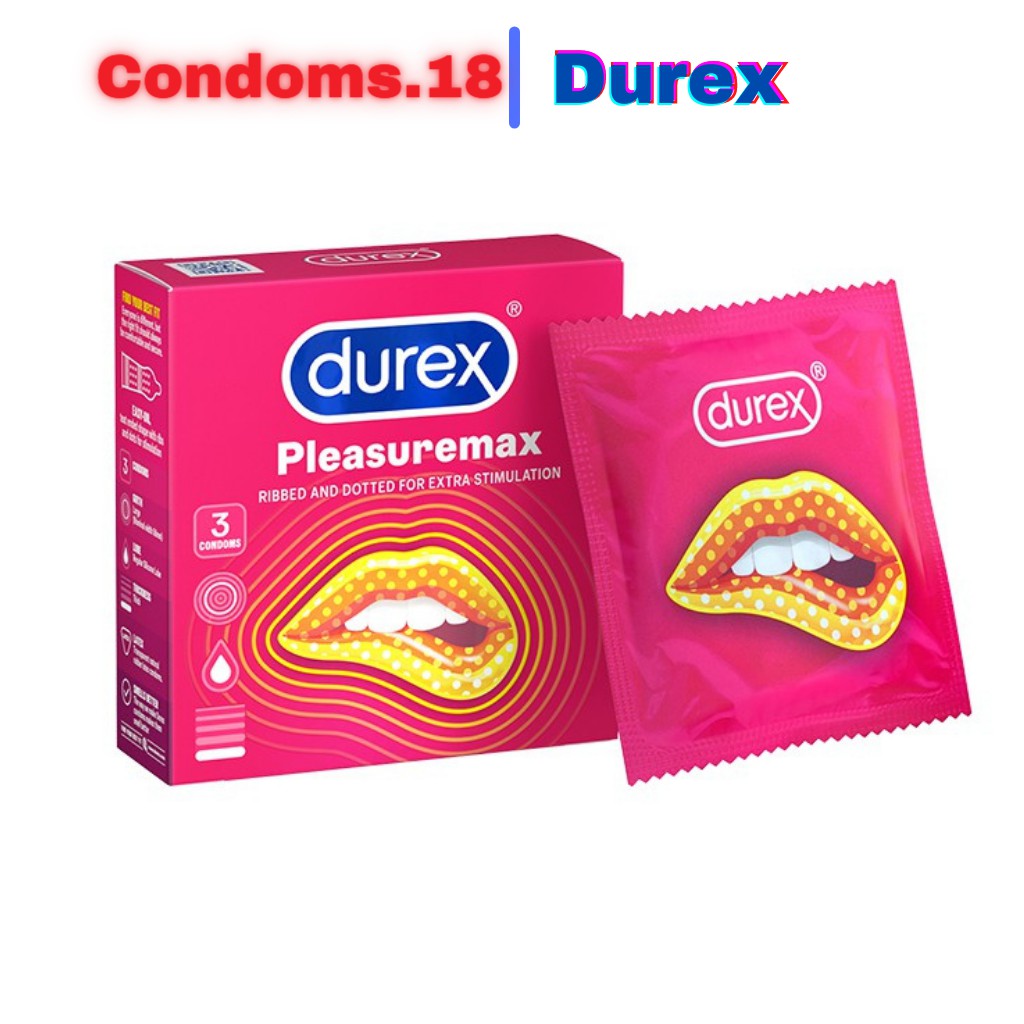 Bao cao su gân gai Durex Pleasuremax 3 bao. Tăng cảm giác chân thật.