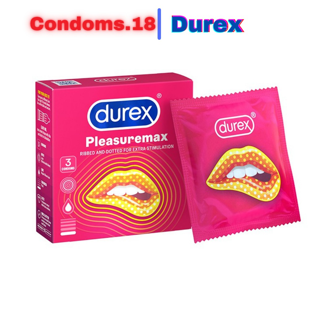 Bao cao su gân gai Durex Pleasuremax 3 bao. Tăng cảm giác chân thật.