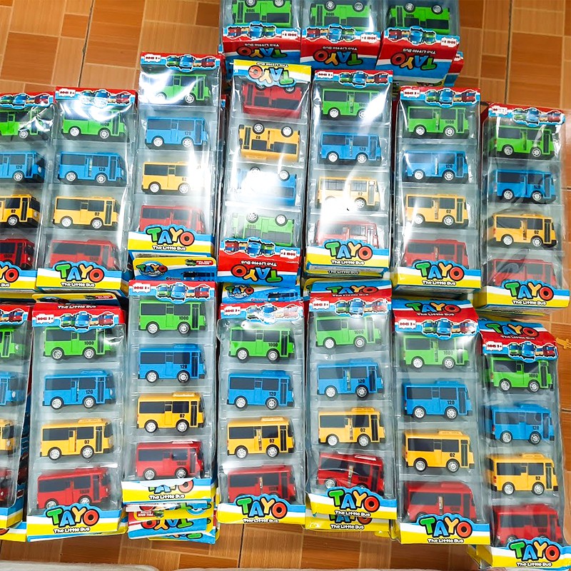 Tayo bus xe buýt đồ chơi trẻ em gồm 4 chiếc tương tứng 4 nhân vật Tayo Rogi Lani Gani - xe bằng nhựa chạy cót