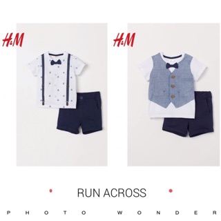 Bộ cotton H&M xuất hoạ tiết giả gile nơ