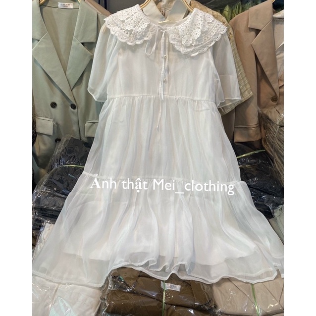 [Ảnh thật/video] Váy babydol phối cổ ren 3 tầng tiểu thư