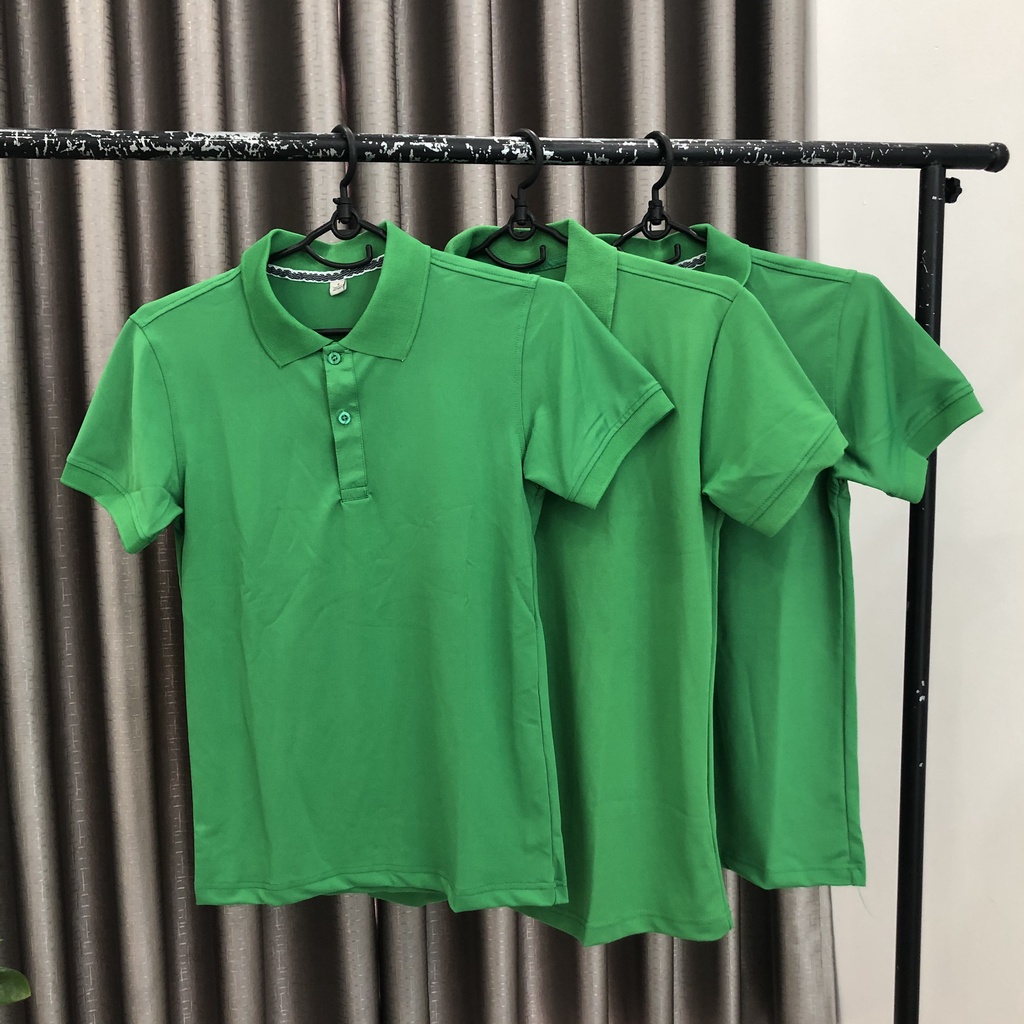 Áo Phông Polo Thời Trang 24h Màu Xanh Lá Đậm vải Cá Sấu Co Dãn Tốt Thoáng Mát Cho Nam Và Nữ