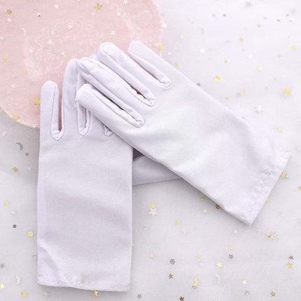 Găng Tay Công Chúa Vải Satin Mềm Mại Co Giãn Hình Bông Hoa Màu Trắng Trang Trọng Thời Trang Dành Cho Bé Gái Trong Tiệc Cưới Hoặc Nhảy Múa