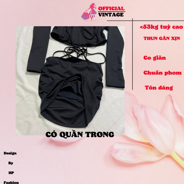 Set đồ nữ áo đắp chéo tay dày  kèm chân váy  có quần trong màu đen kiểu hàn quốc đi tiệc VD316