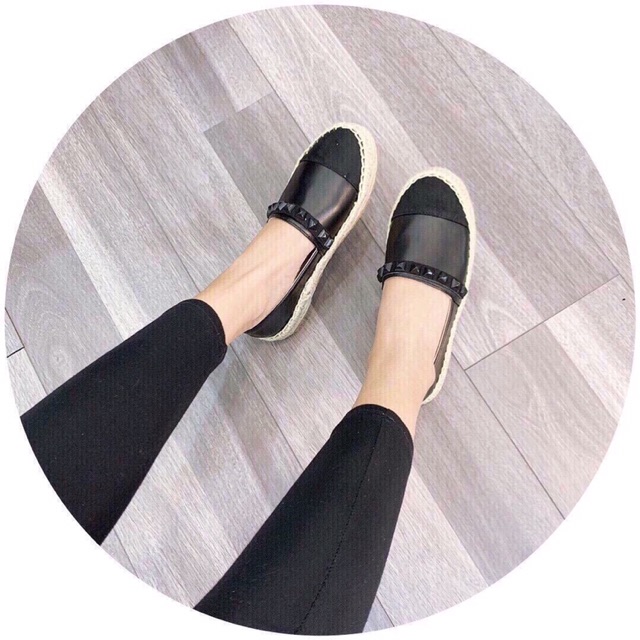 FREESHIp_ Giày bệt Slip on đế cói da mềm tán đinh 3 phân cực sang full box