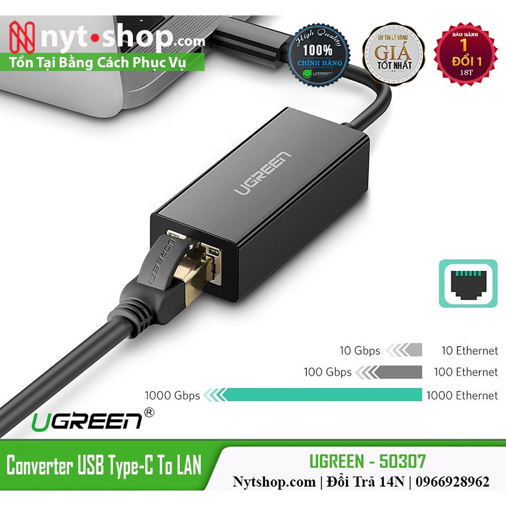 Bộ Chuyển Đổi USB Type-C Ra Lan Cao Cấp | UGREEN 50307 Chính hãng