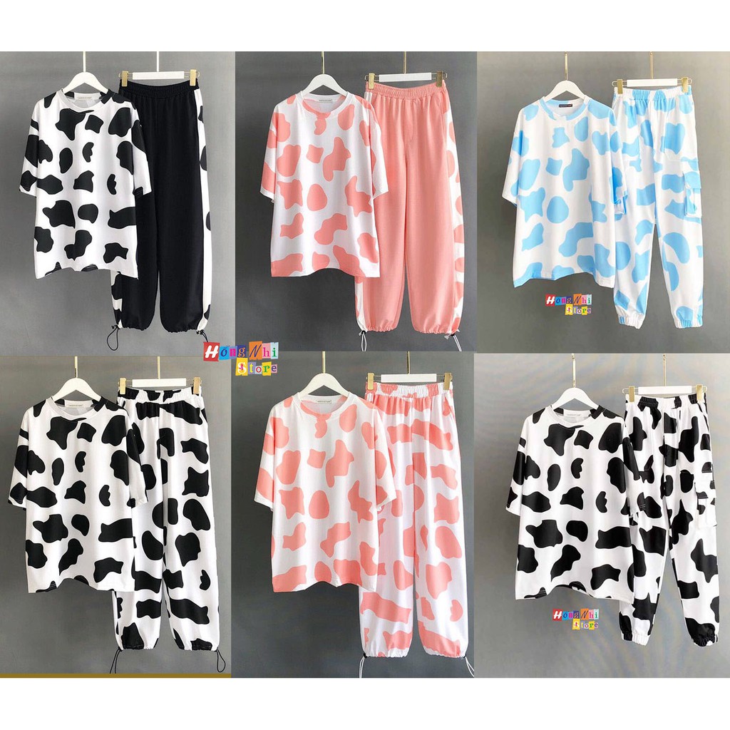 Set Bộ Con Bò Thun Tay Lửng Tie Tee Phối Quần Jogger Dáng Rộng Ulzzang Unisex - MM