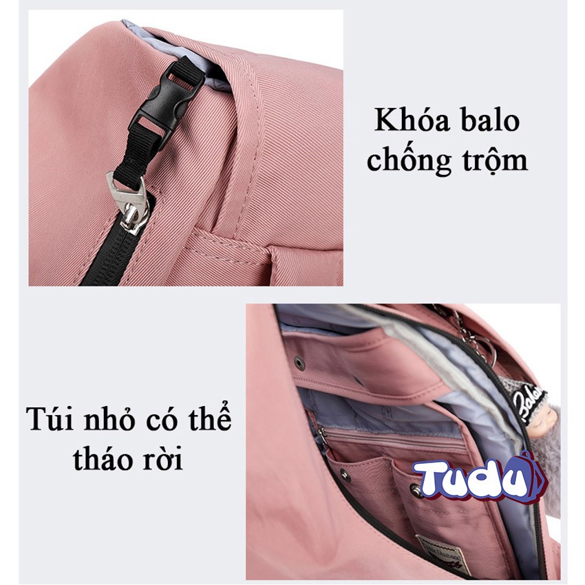 Balo laptop nữ dung tích lớn, Ba Lô Nữ Phong Cách Hàn Quốc Vải Chống Nước, Đựng A4 Kèm Quà Tặng CN174
