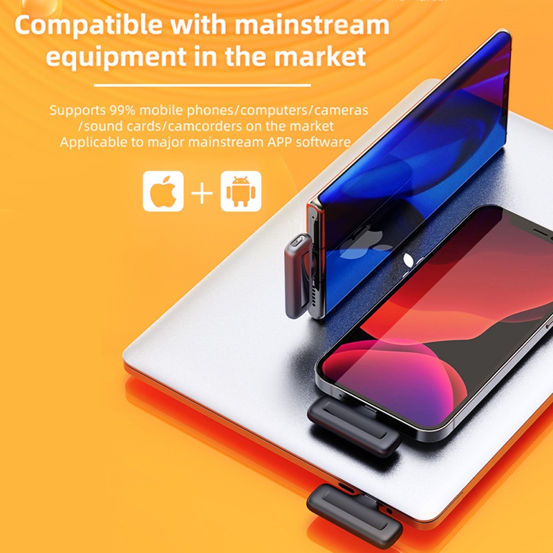 Micro Lavalier Không Dây Mini Ghi Âm Video Cho iPhone Android Type C Live Chơi Game Điện Thoại