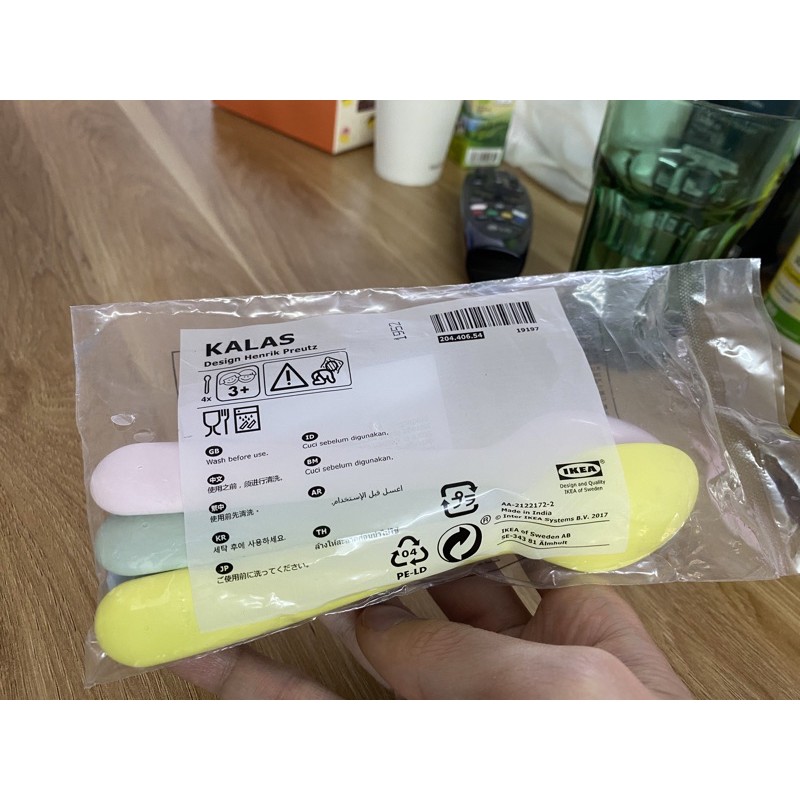 Set 4 thìa nhựa PP ăn dặm trẻ em Ikea Kalas BPA Free 16cm Chính Hãng Thụy Điển an toàn với máy rửa bát