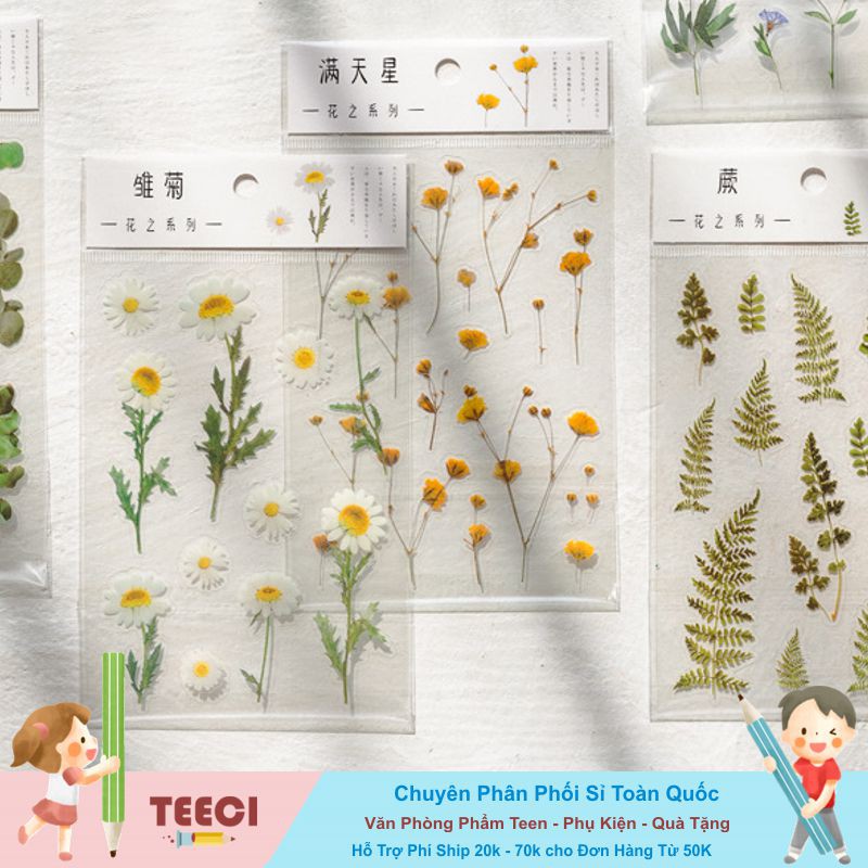 <Ảnh Thật Shop Chụp> Sticker Flower Trang Trí Sổ Vở Teeci650