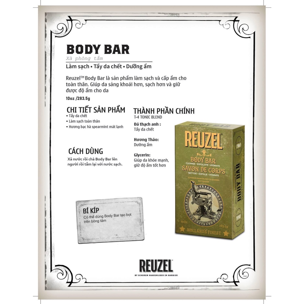 Xà Phòng Tắm REUZEL Body Bar 283.5g - Hàng Chính Hãng